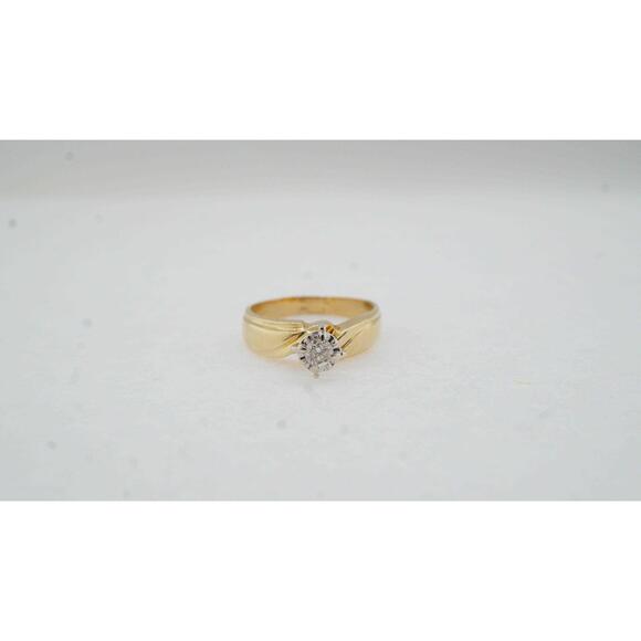 14k Yellow Gold Diamond Engagement Ring, Vintage Estate Sale Jewelry, Size 7.75